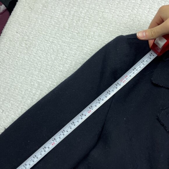 Guess Men’s XL Double Breasted Pea Coat Button-Up Black/Blue Reverse Stiches *** - Picture 11 of 16